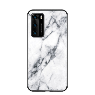 Huawei P40 marble glass nugarėlė White 1