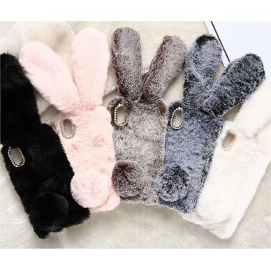 Huawei Y5P šviesiai rožinė nugarėlė Fluffy rabbit 2
