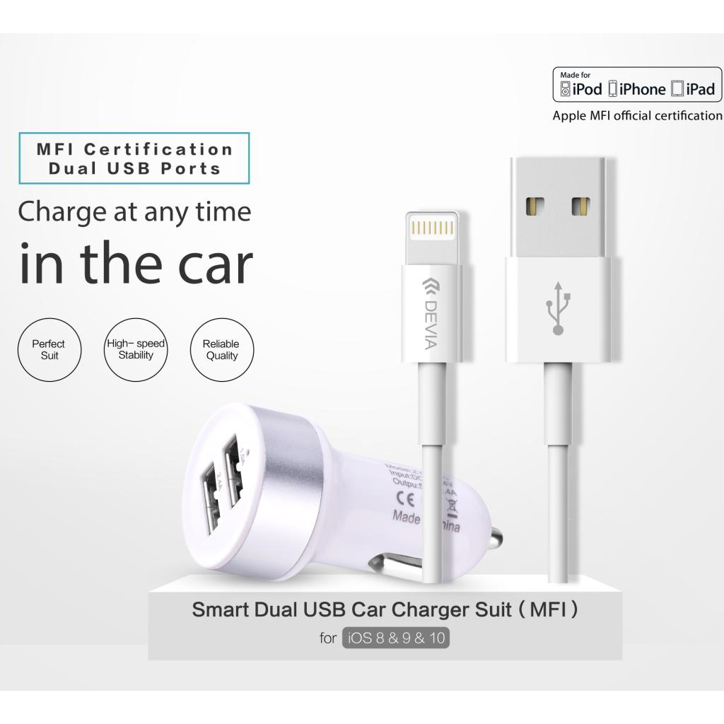 Įkroviklis auto DUAL DEVIA Iph5/6/7/8/X/11 2
