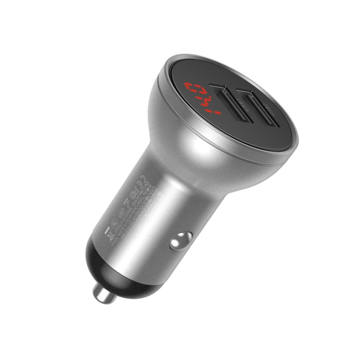 Įkroviklis auto 2XUSB 4.8 24W 5A BASEUS CCBX-0G grey Įkroviklis auto 2XUSB 4.8 24W 5A BASEUS CCBX-0G grey