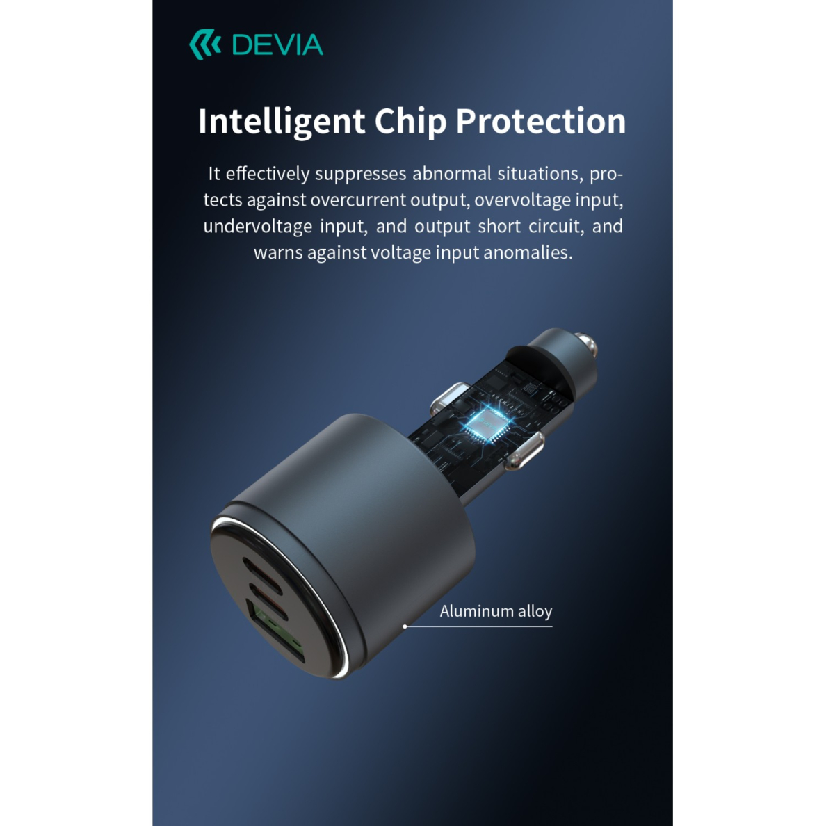 Įkroviklis auto Extreme PD+QC 2xType-C + USB 116W DEVIA 3