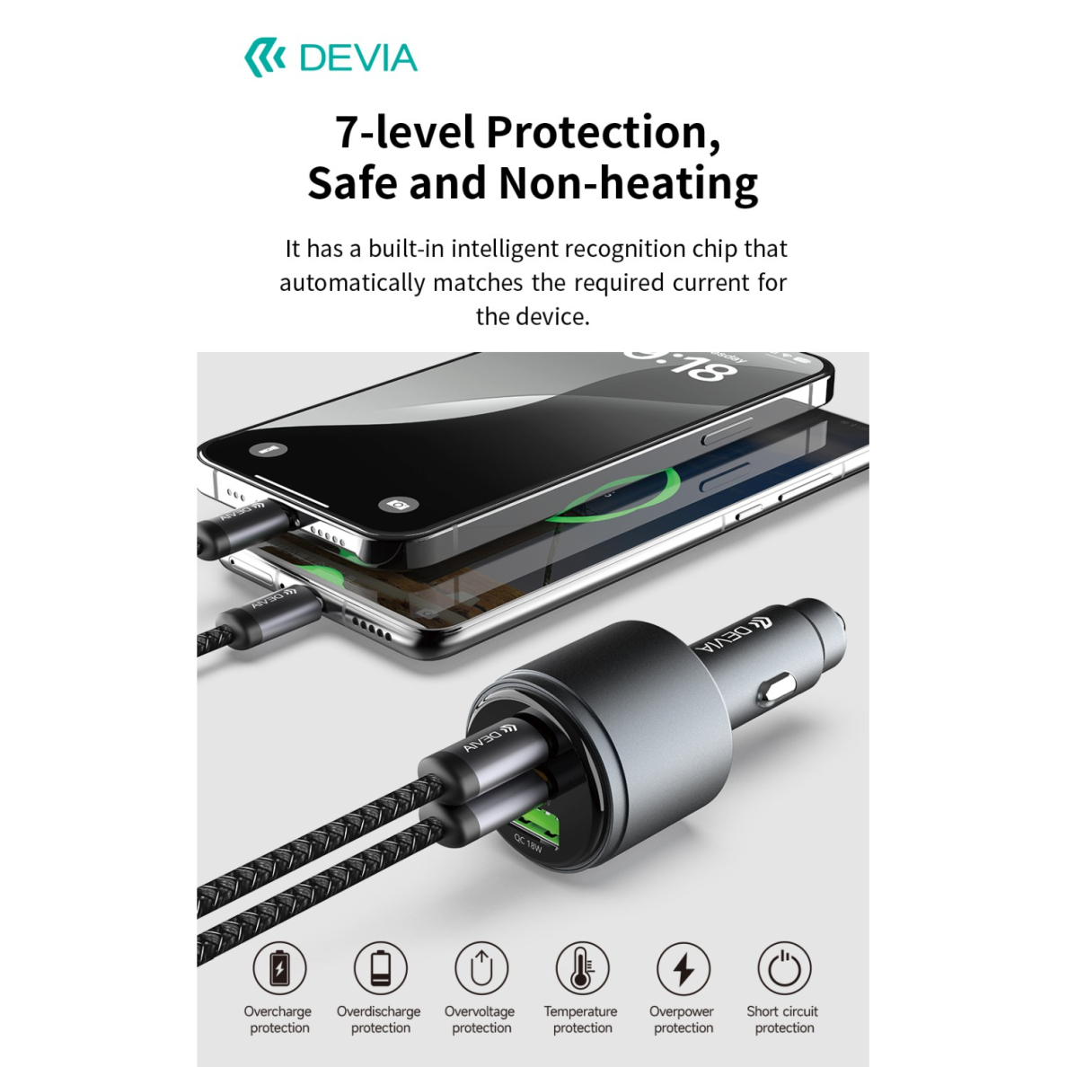 Įkroviklis auto Extreme PD+QC 2xType-C + USB 116W DEVIA 9