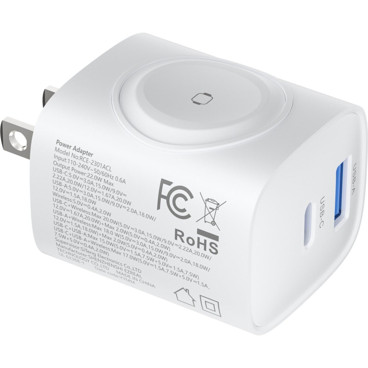 Įkroviklis buitinis PD+QC+Apple Watch USB+TYPE-C 2 in 1 22W DEVIA 2