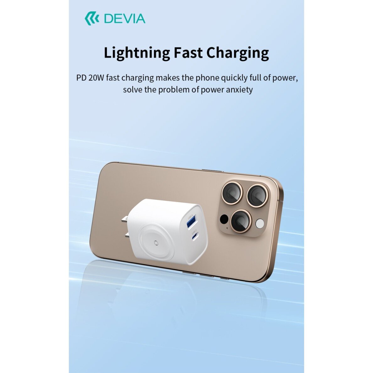 Įkroviklis buitinis PD+QC+Apple Watch USB+TYPE-C 2 in 1 22W DEVIA 4 Įkroviklis buitinis PD+QC+Apple Watch USB+TYPE-C 2 in 1 22W DEVIA 4