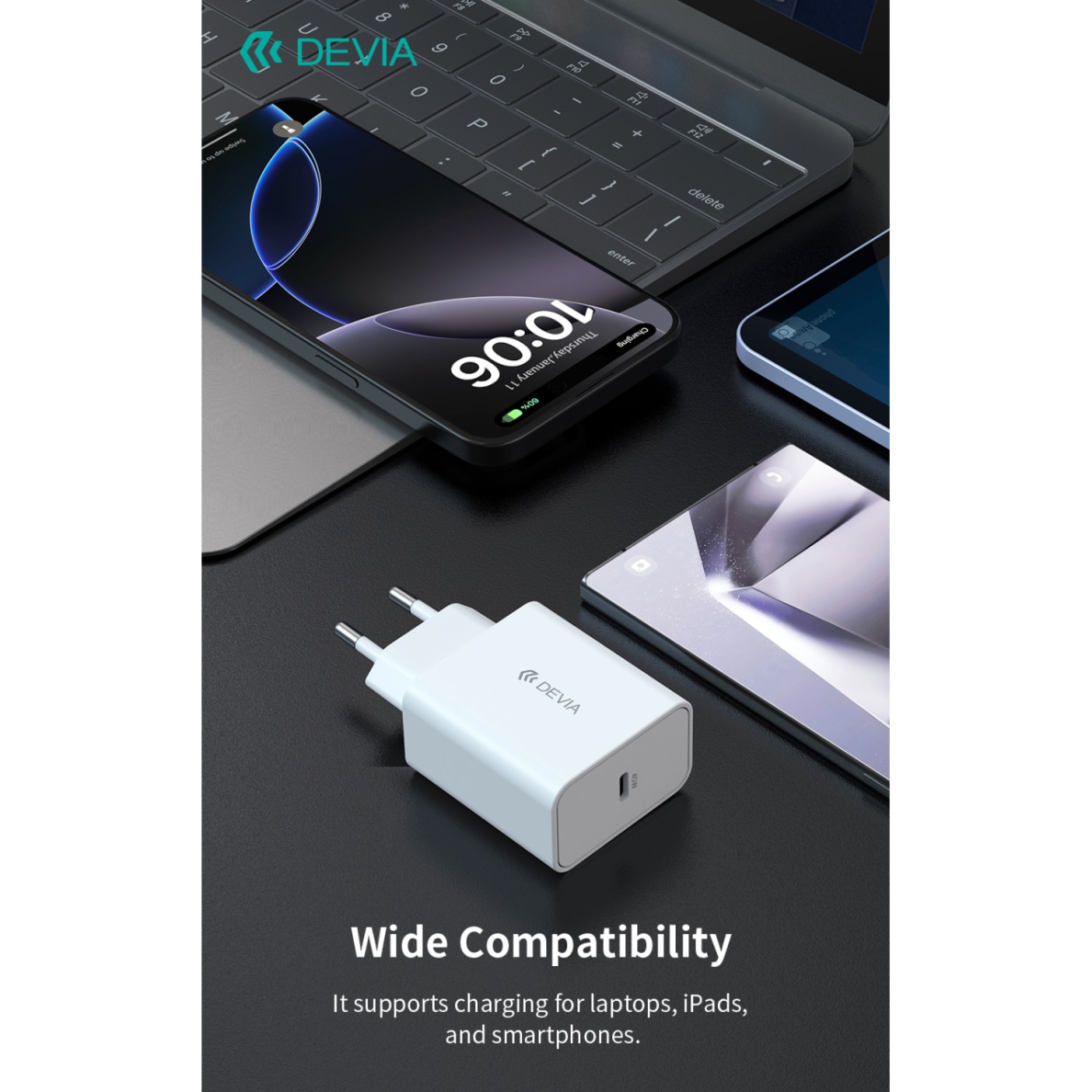 Įkroviklis buitinis ROCKET PD Type-C 45W DEVIA 7