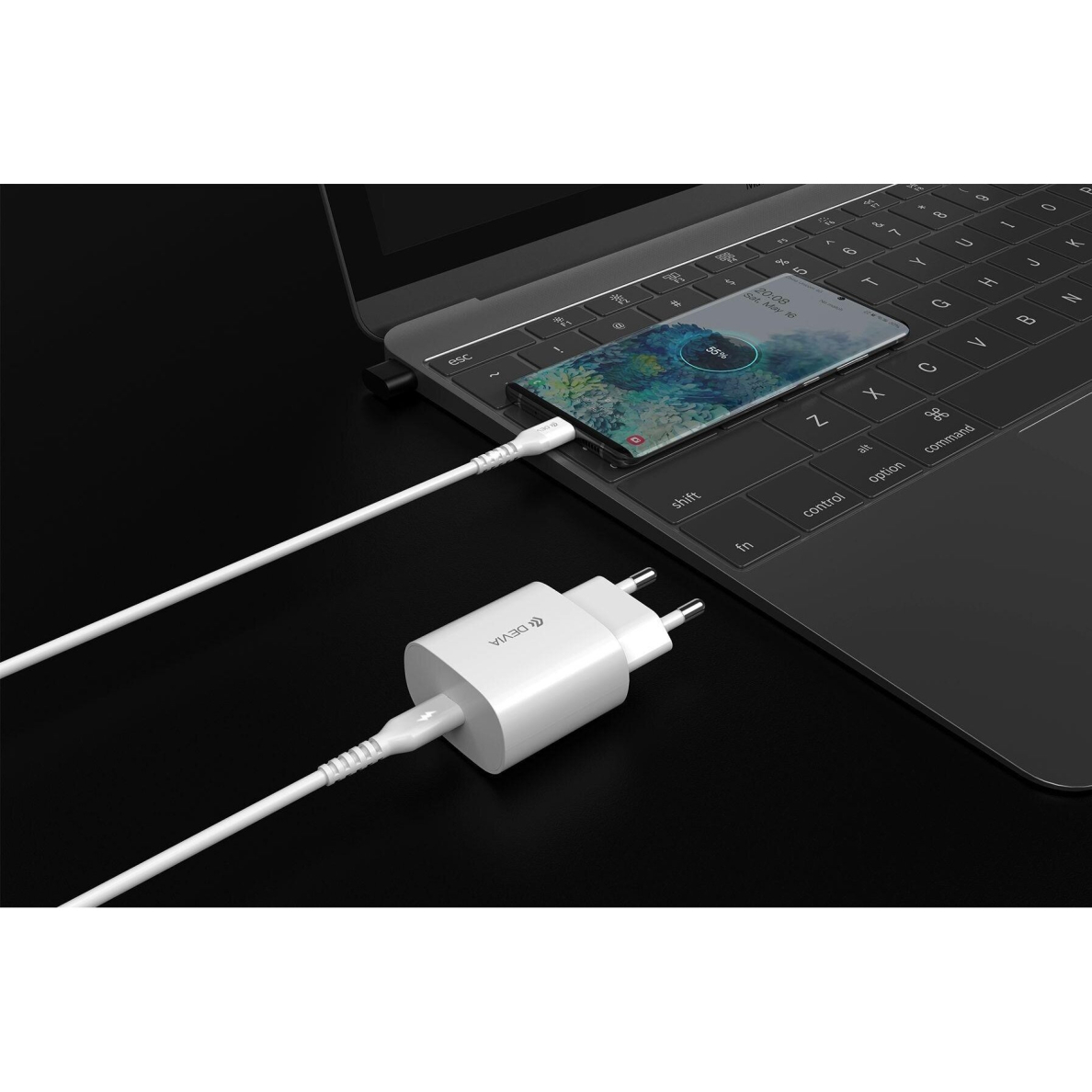 Įkroviklis buitinis su laidu Type-C to Type-C SMART PD QUICK 25W DEVIA 2