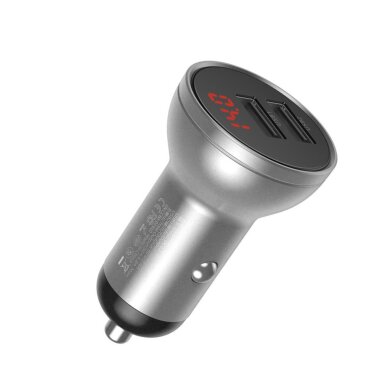 Įkroviklis auto 2XUSB 4.8 24W 5A BASEUS CCBX-0G grey