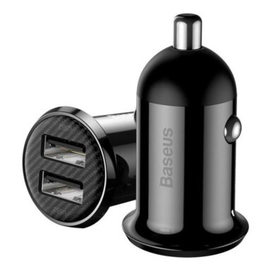 Įkroviklis auto 2xUSB BASEUS 4.8A CCALLP-01 black
