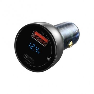 Įkroviklis auto 12-24V 65W USB + USB-C QC4.0 PD3.0 su įtampos indikacija CCKX-C0A 2