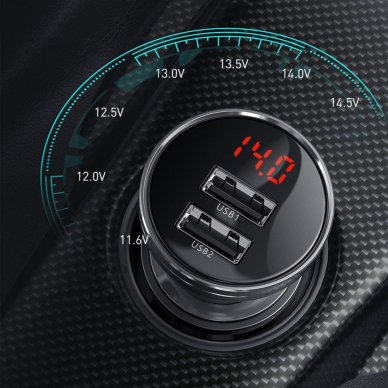 Įkroviklis auto 2XUSB 4.8 24W 5A BASEUS CCBX-0G grey 5