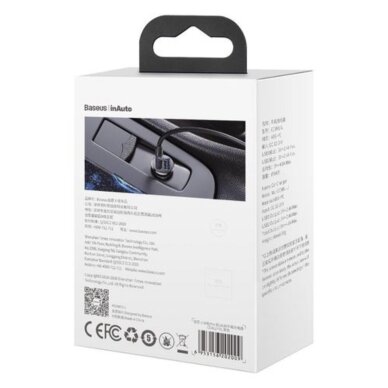 Įkroviklis auto 2xUSB BASEUS 4.8A CCALLP-01 black 4