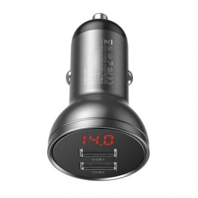 Įkroviklis auto 2xUSB BASEUS 4.8A CCALLP-01 black 1