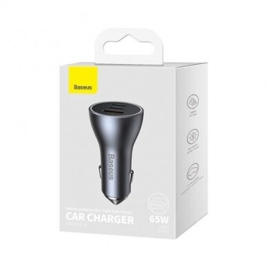 Įkroviklis auto 2XUSB QC 4.0 40W BASEUS CCJD-A0G grey 4