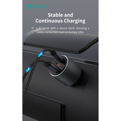 Įkroviklis auto Extreme PD+QC 2xType-C + USB 116W DEVIA 10