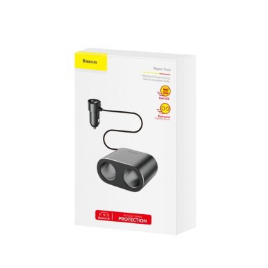 Įkroviklis auto - šakotuvas 2 x 80W + 2xUSB 3.1A BASEUS CRDYQ-01 6