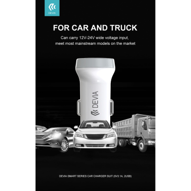 Įkroviklis auto SMART micro usb 3.1A 2USB DEVIA 9