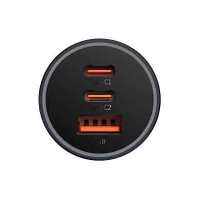 Įkroviklis auto USB + 2xType-C QC 4.0 65W BASEUS CGJP010013 3