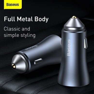 Įkroviklis auto USB+TYPE-C PD 40W BASEUS CCJD-0G grey 6