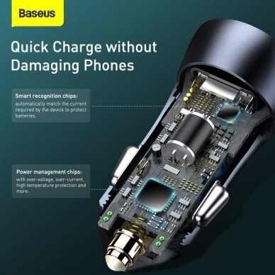 Įkroviklis auto USB+TYPE-C PD 40W BASEUS CCJD-0G grey 7