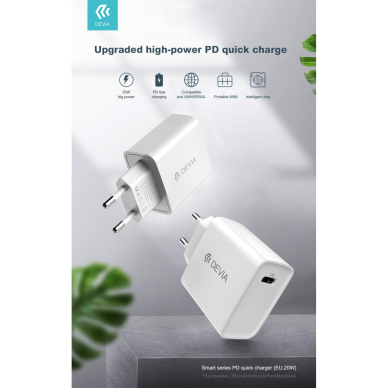 Įkroviklis buitinis iPhone/iPad Lightning SMART PD 20W DEVIA 2