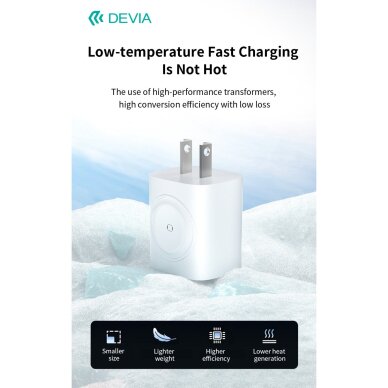 Įkroviklis buitinis PD+QC+Apple Watch USB+TYPE-C 2 in 1 22W DEVIA 11