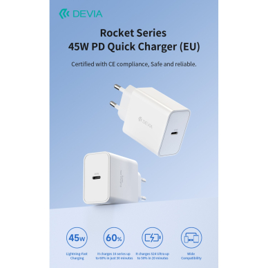 Įkroviklis buitinis ROCKET PD Type-C 45W DEVIA 5