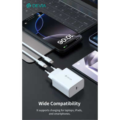 Įkroviklis buitinis su laidu Type-C to Type-C Rocket PD QUICK 45W DEVIA 3