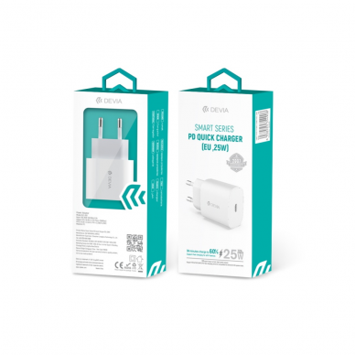 Įkroviklis buitinis Type-C to Type-C SMART PD QUICK 25W DEVIA 3