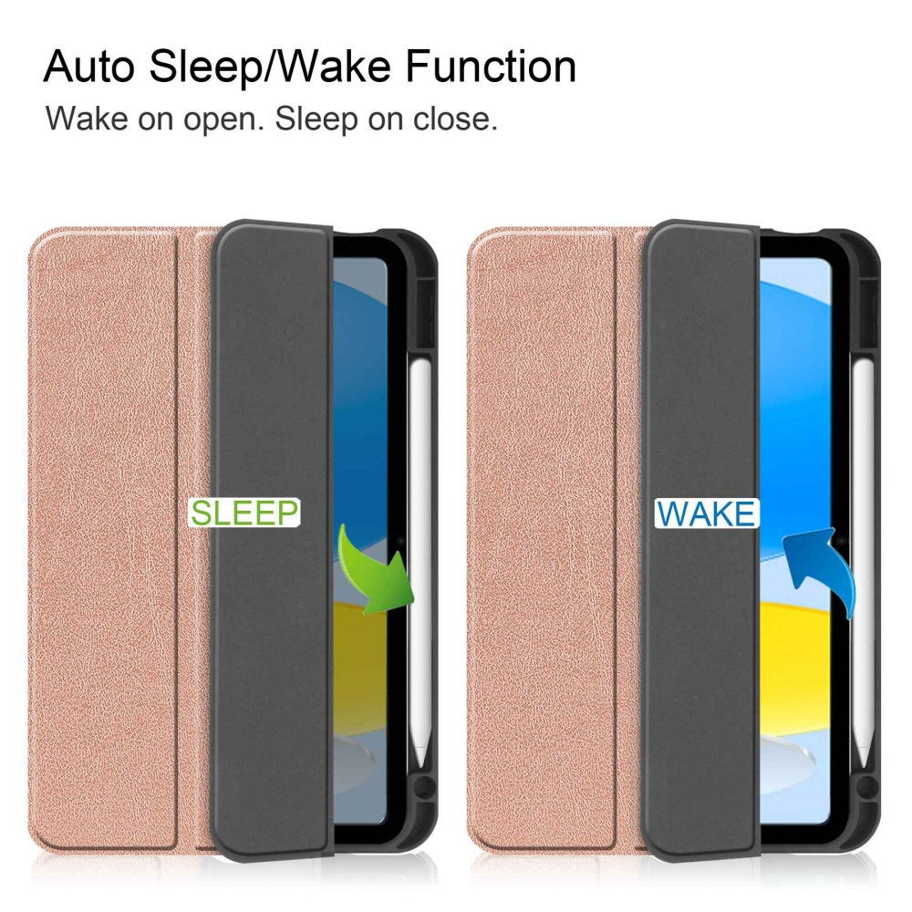 iPad 2025 (11th Gen) / iPad 10.9 2022 (10th Gen) gold silikoninis S PEN TRIFOLD dėklas 9