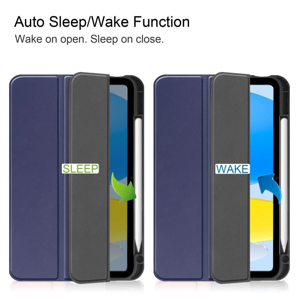 iPad 2025 (11th Gen) / iPad 10.9 2022 (10th Gen) blue silikoninis S PEN TRIFOLD dėklas 9