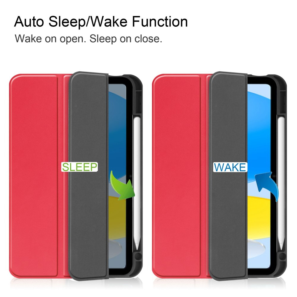 iPad 2025 (11th gen) / iPad 10.9 2022 (10th gen) red silikoninis S PEN TRIFOLD dėklas 9