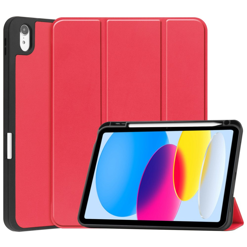 iPad 2025 (11th gen) / iPad 10.9 2022 (10th gen) red silikoninis S PEN TRIFOLD dėklas
