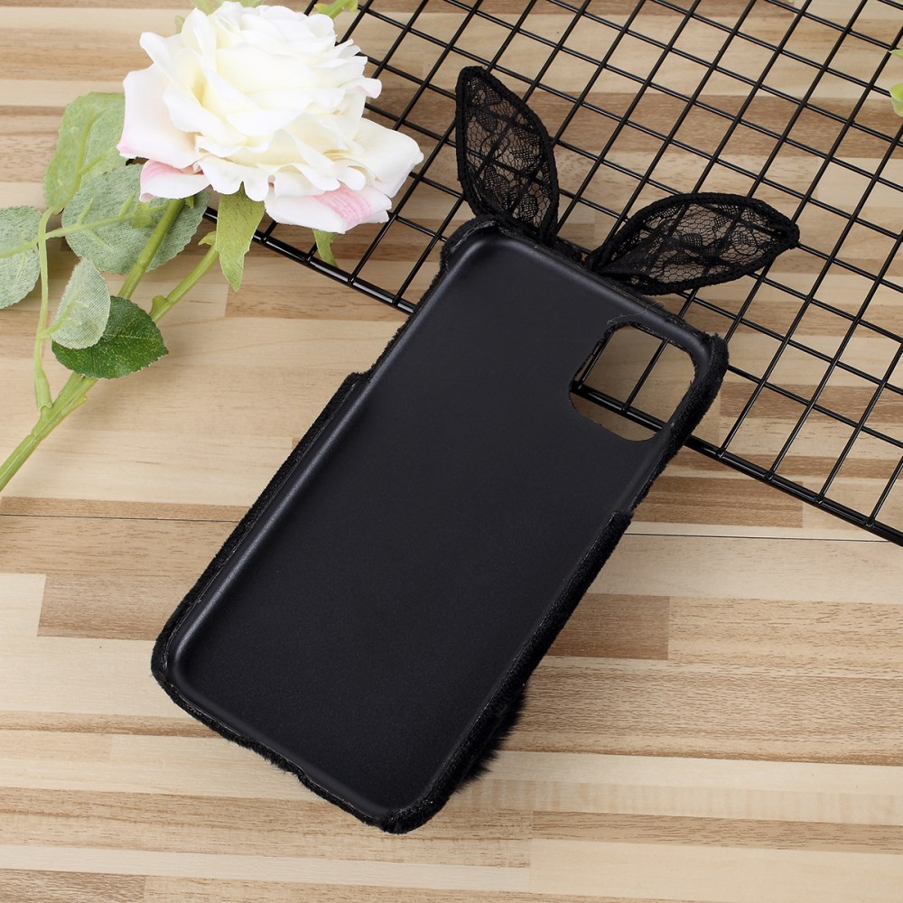 iPhone 11 Pro juoda nugarėlė Fluffy rabbit decor 3