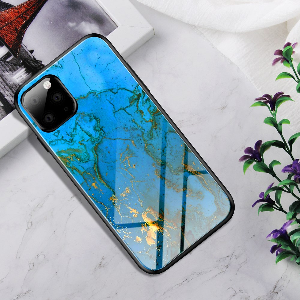 iPhone 11 Pro Max marble glass nugarėlė Blue&gold