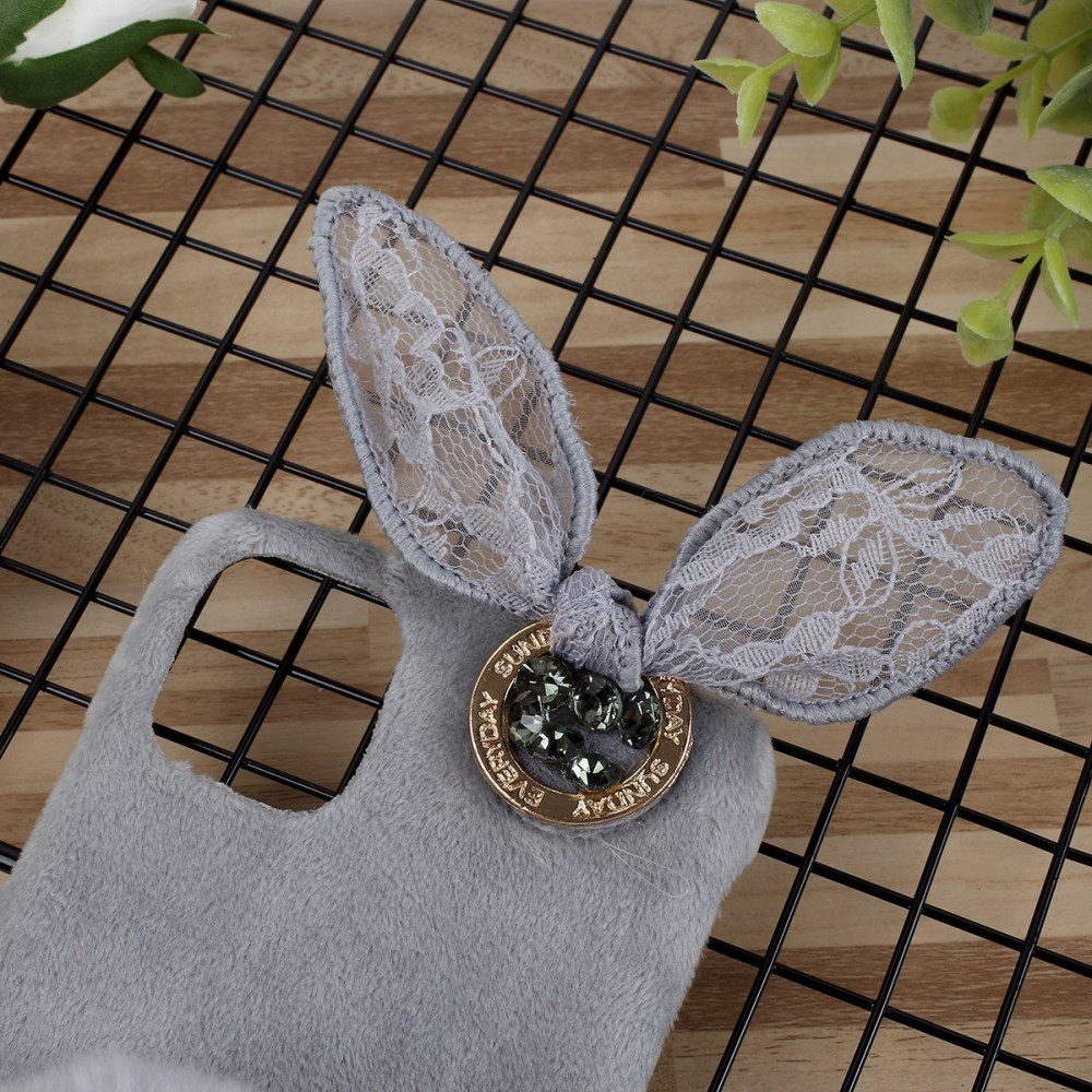 iPhone 11 Pro pilka nugarėlė Fluffy rabbit decor 1