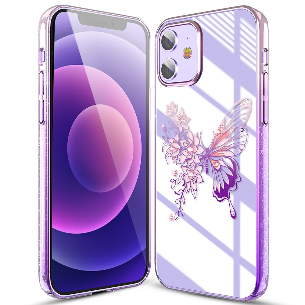 iPhone 12/12 PRO KINGXBAR Crystal violetinė nugarėlė BUTTERFLY 6
