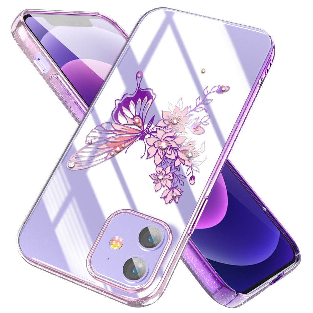 iPhone 12/12 PRO KINGXBAR Crystal violetinė nugarėlė BUTTERFLY 7