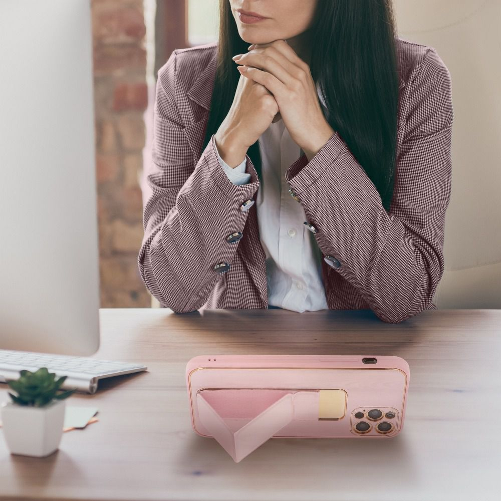 iPhone 13 PRO MAX rožinė SULADA LEATHER STAND nugarėlė 7