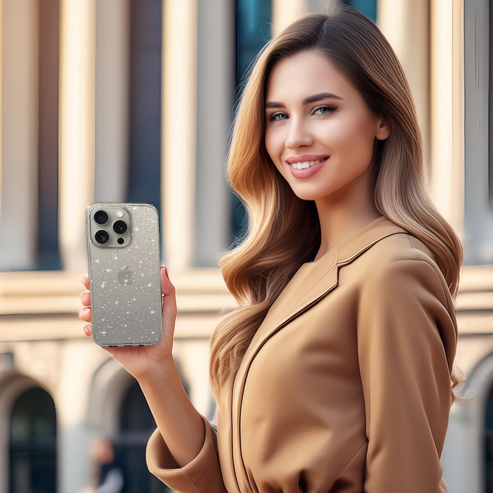 iPhone 13 PRO skaidri Crystal Glitter nugarėlė 3