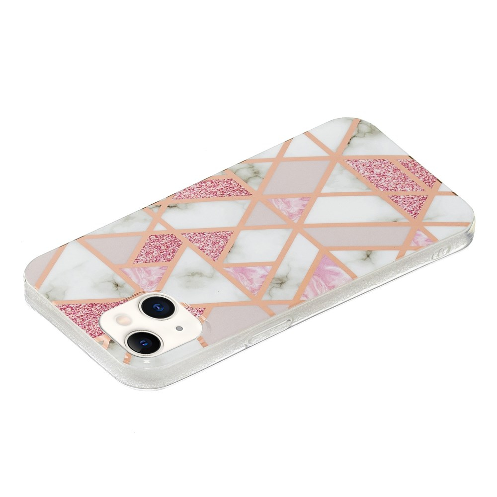 iPhone 13 tracy nugarėlė Geometric marble white/pink 2