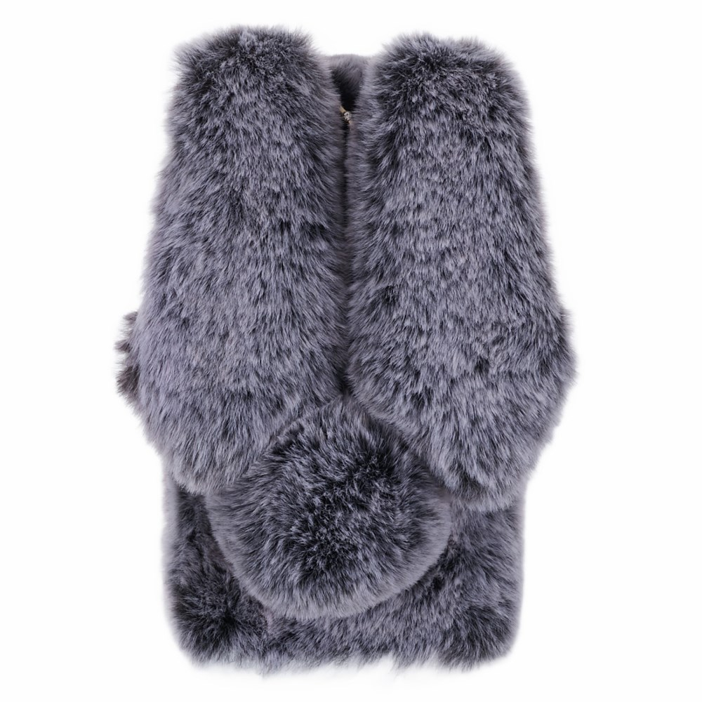 iPhone 15 dark grey nugarėlė Fluffy rabbit 1
