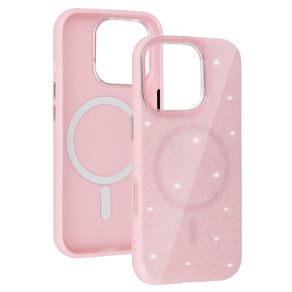 iPhone 15 light pink SLIM SHINY MagSafe nugarėlė 3