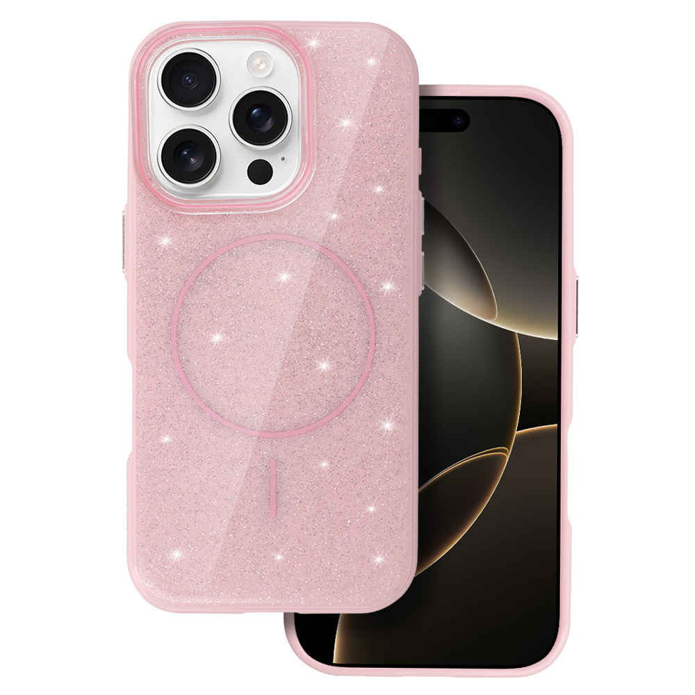 iPhone 15 light pink SLIM SHINY MagSafe nugarėlė