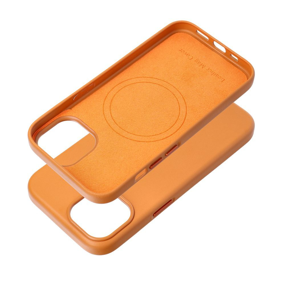 iPhone 15 orange MagLeather MagSafe nugarėlė 11