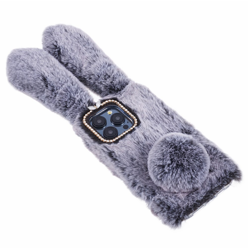 iPhone 15 PRO dark grey nugarėlė Fluffy rabbit 2
