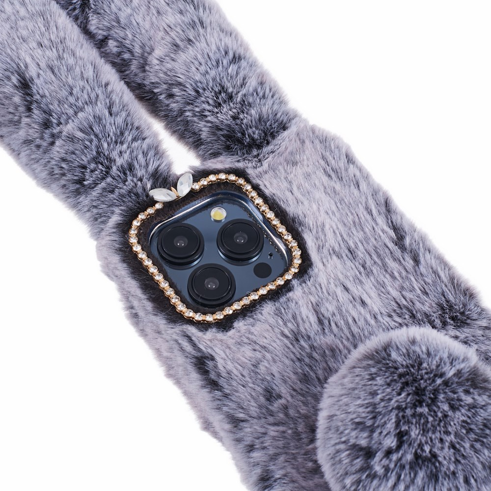 iPhone 15 PRO dark grey nugarėlė Fluffy rabbit 5