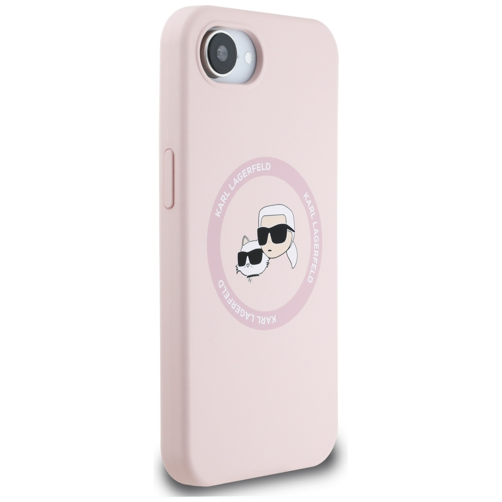 iPhone 16e Pink Magsafe Silicone KC Heads Ring KARL LAGERFELD nugarėlė 3