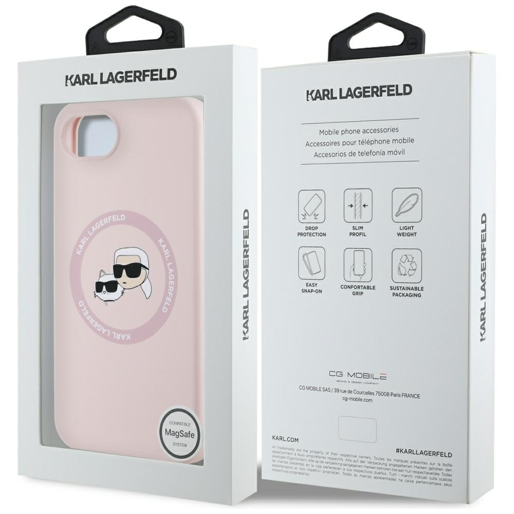 iPhone 16e Pink Magsafe Silicone KC Heads Ring KARL LAGERFELD nugarėlė 7