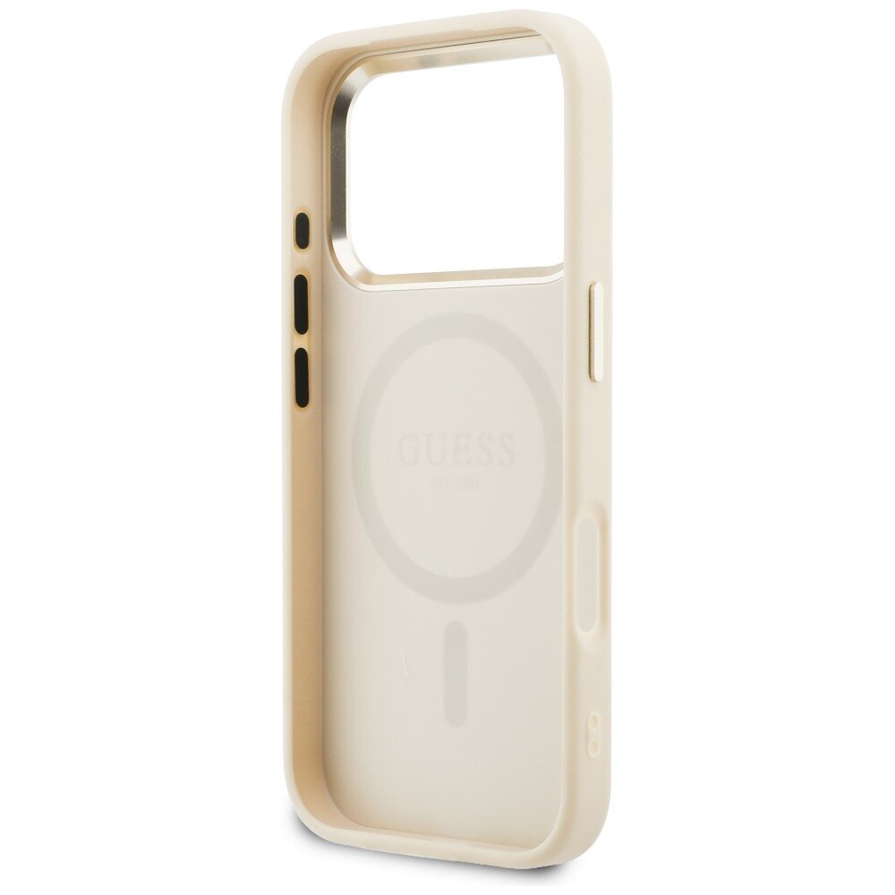 iPhone 17 PRO beige MagSafe PU Leather Perforated 4G GUESS nugarėlė 6
