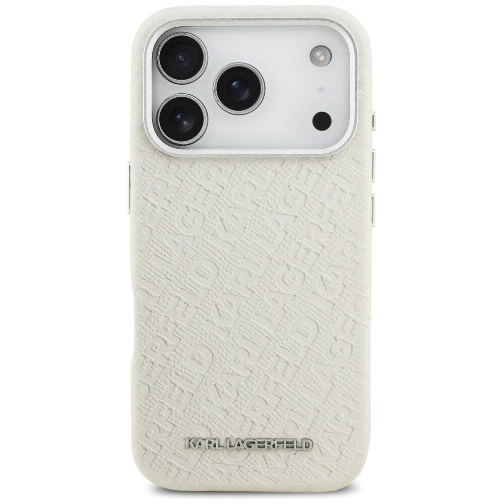 iPhone 17 PRO beige MagSafe PU Stamped Karl AO KARL LAGERFELD nugarėlė 2
